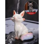 Buddha Stones Color Changing Small Cute Fox Tea Pet Resin Home Figurine Decoration Decorations BS 7