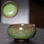 Buddha Stones Chinese Green Ice Crack Design Jianzhan Kiln Change Porcelain Teacup Kung Fu Tea Cup Jian Zhan Tea Cup BS 1