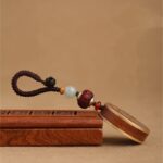 Buddha Stones Ebony Wood Rosewood Buddha Avalokitesvara Om Mani Padme Hum Balance Car Key Chain Decoration Key Chain BS 20