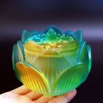 Buddha Stones Lotus Liuli Crystal Healing Meditation Incense Burner Incense Burner BS Small Gradient Lotus 10.5*8.3cm