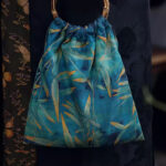 Buddha Stones Blue Green Bamboo Leaves Bamboo Handles Handbag Handbags BS 6