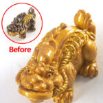 Buddha Stones Color Changing Small PiXiu Copper Coins Resin Tea Pet Wealth Home Figurine Decoration Decorations BS Golden Pixiu 11*5.5*4.5cm