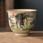 Buddha Stones 12 Chinese Zodiac Ceramic Teacup Kung Fu Tea Cup 130ml Cup BS Ox 7.2cm*6cm*130ml