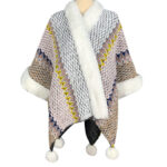 Buddha Stones Tibetan Multicolored Striped Shawl Winter Cozy Travel Scarf Wrap Tibetan Shawl BS Beige Brown
