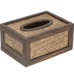 Buddha Stones Handmade Bamboo Woven Wood Tissue Box Wooden Tissue Holder Wipes Boxes Decoration Decorations BS 9
