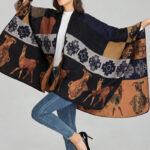 Buddha Stones Tibetan Shawl Deer Vase Geometric Shapes Winter Cozy Travel Scarf Wrap Tibetan Shawl BS 15