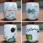 Buddha Stones Koi Fish Lotus Landscape Dandelion Peony Flower Ceramic Teacup Kung Fu Tea Cup Cup BS 23