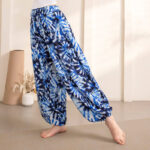 Buddha Stones Simple Design Trousers Sports Fitness Yoga Women's Yoga Pants Pants BS Blue White Pants XL