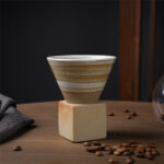 Buddha Stones Vintage Gradient Ceramic Coffee Mug Tea Latte Espresso Coffee Cup With Base 200ml Coffee Mug BS Khaki White 9.3cm*9.5cm*200ml