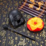 Buddha Stones Koi Fish Pattern Mindfulness Buddhist Temple Mokugyo Wooden Fish Drum Wooden Fish Drum BS 7