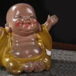 Buddha Stones Color Changing Laughing Buddha Resin Tea Pet Wealth Home Figurine Decoration Decorations BS 6