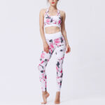 Buddha Stones 2Pcs Sunflower Flowers Leaves Print Top Pants Sports Fitness Yoga Women's Yoga Sets Women's Yoga Sets BS 46