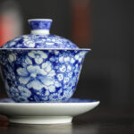 Buddha Stones Vintage Blue And White Porcelain Ceramic Gaiwan Sancai Teacup Kung Fu Tea Cup And Saucer With Lid Cup BS 6