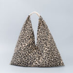 Buddha Stones Geometry Tiger Flowers Leopard Stripes Print Underarm Triangle Shoulder Bag Handbags BS Leopard Print 58*5*58cm