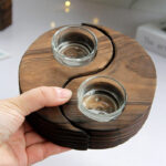 Buddha Stones Yin Yang Wood Candle Holder Meditation Rituals Use Items Candle Holder BS 8