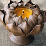 Buddha Stones Lotus Flower Ceramic Candle Holder Incense Burner Home Offering Decoration Candle Holder BS 2