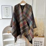 Buddha Stones Tibetan Shawl Colorful Wavy Striped Shapes Tassels Winter Cozy Travel Scarf Wrap Tibetan Shawl BS Black Gray
