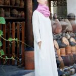 Buddha Stones Simple Midi Dress Cotton Linen Zen Tunic Dress With Pockets Midi Dress BS 24