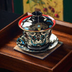 Buddha Stones Peking Opera Mask Pattern Ceramic Gaiwan Sancai Teacup Kung Fu Tea Cup And Saucer With Lid Teapot Cup BS 2