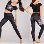 Buddha Stones 2Pcs Undersea World Mysterious Girl Gradient Color Print Top Pants Sports Fitness Yoga Women's Yoga Sets 2-Piece Outfit BS Mysterious Girl Black XL(Bust 89cm/Waist 72-82cm/Hips 84cm)