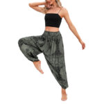 Buddha Stones Casual Loose Round Rose Pattern Harem Trousers Women's Yoga Pants Women's Harem Pants BS 9