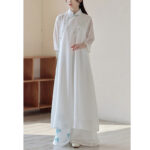 Buddha Stones Bamboo Cheongsam Dress Midi Dress Wide Leg Pants Meditation Spiritual Zen Practice Clothing Women's Meditation Cloth BS 7