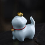 Buddha Stones Mini Lucky Cat Ingot Tea Pet Ceramic Home Desk Figurine Decoration Decorations BS Lucky Cat Blue 5.5*3.2*6cm