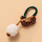 Buddha Stones Lotus Natural White Bodhi Seed Peach Wood Luck Keychain Decoration Decoration BS 2