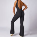 Buddha Stones Women Casual Sleeveless Jumpsuit Flare Pants Sports Fitness Yoga Bodysuit Bodysuit BS 16