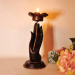 Buddha Stones Hand Pattern Wood Candlestick Home Candle Holder Decoration Candle Holder BS 10
