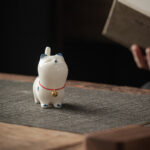 Buddha Stones Mini Lucky White Cat Kitten Tea Pet Ceramic Home Desk Figurine Decoration Decorations BS 5