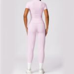 Buddha Stones Women Short Sleeve T-Shirt Top High Waist Leggings Pants For Sports Yoga 2-Piece Outfit BS 65