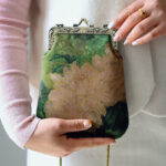 Buddha Stones Small Green Peony Butterfly Metal Chain Crossbody Bag Shoulder Bag Cellphone Bag Crossbody Bag BS 6