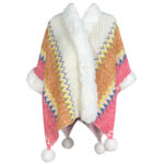 Buddha Stones Tibetan Multicolored Striped Shawl Winter Cozy Travel Scarf Wrap Tibetan Shawl BS Beige Orange Pink