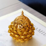 Buddha Stones Gold Pine Cone Pattern Spiritual Rituals Mini Incense Burner Home Tabletop Decor Incense Burner BS 10