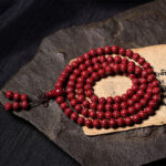 Buddha Stones 108 Mala Beads Cinnabar Om Mani Padme Hum Pattern Engraved Blessing Bracelet Mala Bracelet BS 9
