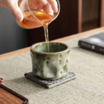 Buddha Stones Handcrafted Simple Cracked Ice Texture Chinese Jianzhan Ceramic Teacup Kung Fu Tea Cup Jian Zhan Tea Cup BS 5