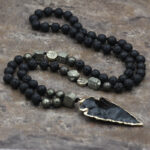 Buddha Stones Natural Lava Rock Yoga Meditation Necklace Arrow Pendant (Extra 30% Off | USE CODE: FS30) Necklaces & Pendants BS 2