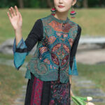 Buddha Stones Vintage Style Embroidery Flower Tang Suit Design Sleeveless Vest Waistcoat BS 1