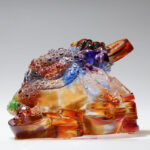 Buddha Stones Feng Shui Frog Handmade Liuli Crystal Art Piece Wealth Home Office Decoration Decorations BS 10