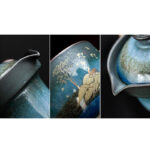 Buddha Stones Ceramic Teacup Deer Mountain Trees Lovely Cat Black Tea Cup With Lid and Bag Cup BS 9