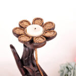 Buddha Stones Hand Pattern Wood Candlestick Home Candle Holder Decoration Candle Holder BS 6
