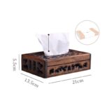 Buddha Stones Retro Wooden Tissue Box Engraved Wooden Tissue Holder Wipes Boxes Decoration Decorations BS 21*13.5*5.5cm-Fit For 50 Tissues