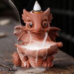 Buddha Stones Lovely Dinosaur Purple Clay Backflow Smoke Fountain Healing Incense Burner Decoration Incense Burner BS 12