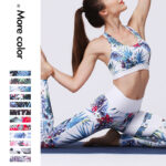 Buddha Stones 2Pcs Sunflower Flowers Leaves Print Top Pants Sports Fitness Yoga Women's Yoga Sets Women's Yoga Sets BS 15