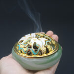 Buddha Stones Nine Tailed Fox Liuli Crystal Healing Meditation Incense Burner Incense Burner BS 10