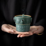 Buddha Stones Sanxingdui Ceramic Teacup Kung Fu Tea Cup With Bag Cup BS 1