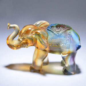 Buddha Stones Handmade Liuli Crystal Elephant Art Piece Wisdom Wealth Home Decoration Decorations BS ELEPHANT SYMBOL (STRENGTH ♥ WISDOM)