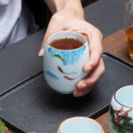 Buddha Stones Koi Fish Lotus Landscape Dandelion Peony Flower Ceramic Teacup Kung Fu Tea Cup Cup BS 5