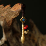 Buddha Stones Feng Shui Yin Yang Bagua Wenchang Pen Pagoda Prayer Wheel Keychain Key Chain BS Wenchang Pen